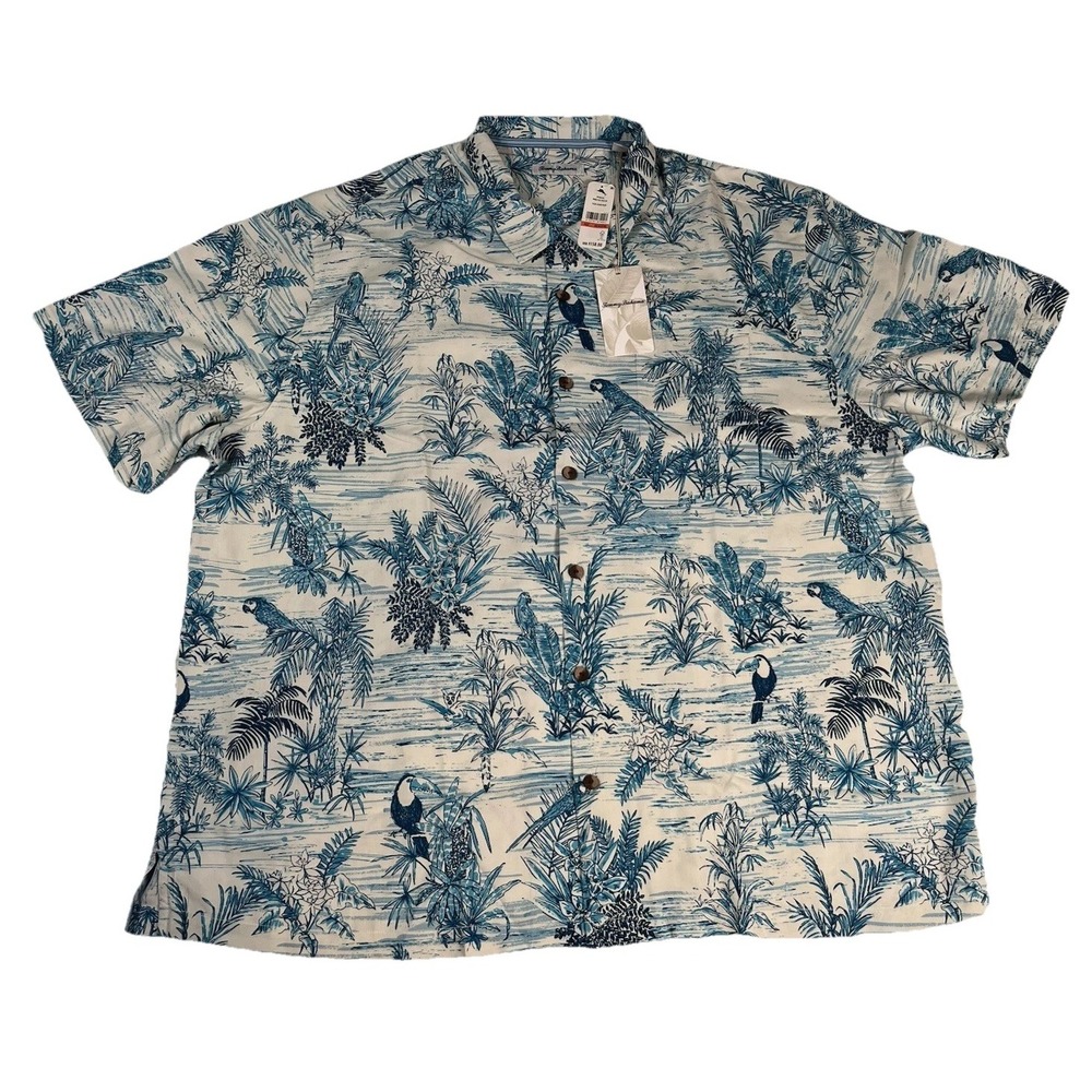 Tommy‎ Bahama Birds Eye View Button Down River Blue Large Sz 3XLB NWT MSRP $158